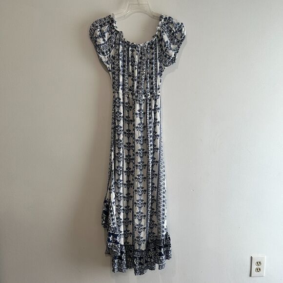 New Look High Low Ruffle‎ Peasant Maxi Dress Size M Cottagecore Boho Western - Picture 2 of 8